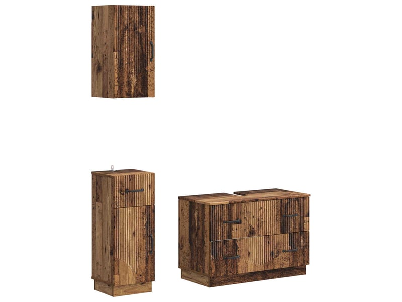 Ensemble de meuble de salle de bain 3 pièces hoorn bois ancien cf63469 - Conforama A