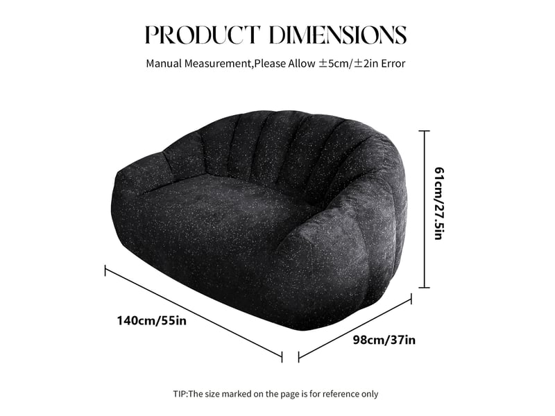  Canapé poire patte d’ours 140x98x61 cm noir  - Conforama D