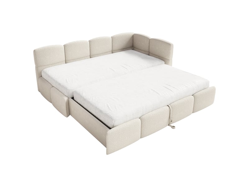  Selsey cloudy - lit rembourré - 170x185 cm - bouclé beige clair - côté droit Cloudy - Conforama D
