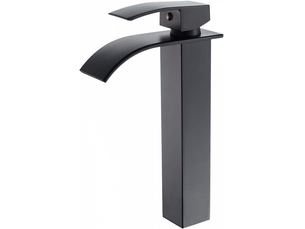Robinet de lavabo, robinet de salle de bain cascade, hauteur 30 cm (noir)