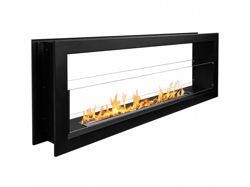 Montefalco 120 - cheminée à bioéthanol encastrable double face 120x40x15 cm avec brûleur en acier de 1,25 l - Conforama A