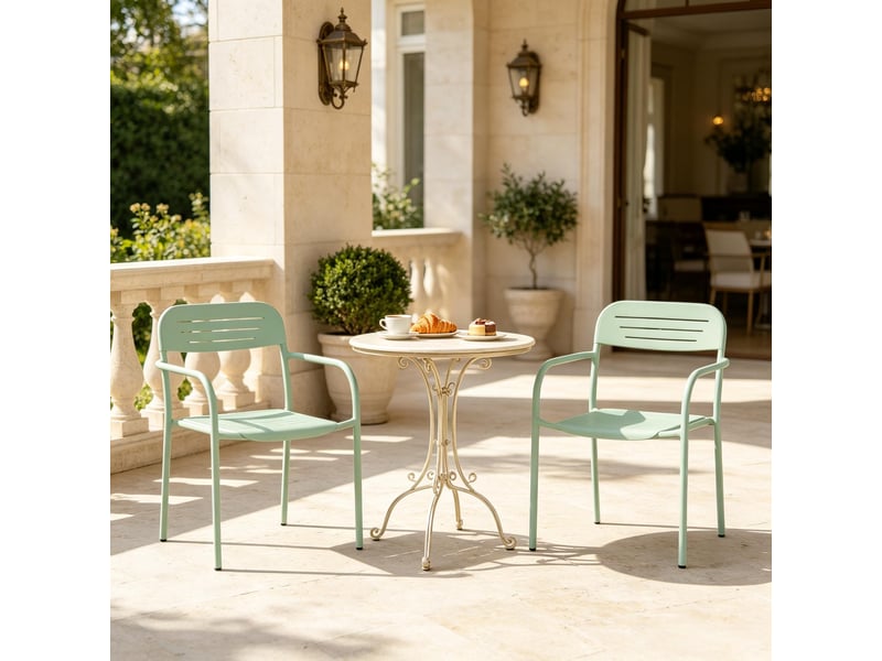  Lot de 2 chaises de jardin modernes empilables, ensemble lounge compact  - Conforama B