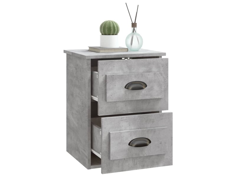  Lot de 2 tables de chevet - cabinet de chevet - table de nuit murales gris béton 41,5x36x53 cm  - Conforama E