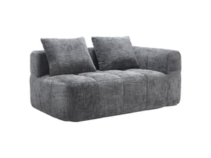 Canapé 2 places corda, gris, sans montage, coussin moelleux, poches latérales, design élégant