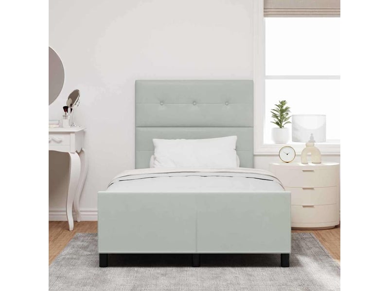  Lit double- lit adulte -  lit à ressorts avec tête de lit gris clair 120 x 190 cm velours  - Conforama B