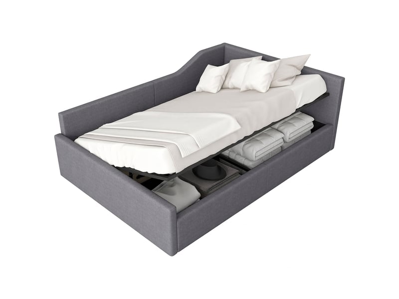  Lit de jour 140x200 lit banquette avec rangement sommier inclus gris  - Conforama A