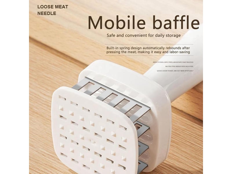  Aiguille d'attendrisseur de viande en acier inoxydable, marteau d'attendrisseur de steak, outil de cuisine, gadgets de cuisine, casse-côtes, blanc  - Conforama B