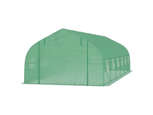 Serre tunnel extérieur 8x3x2 m, 12 fenêtres, porte enroulable, plantestomateslégumes, acierpe 140 gm², vert.