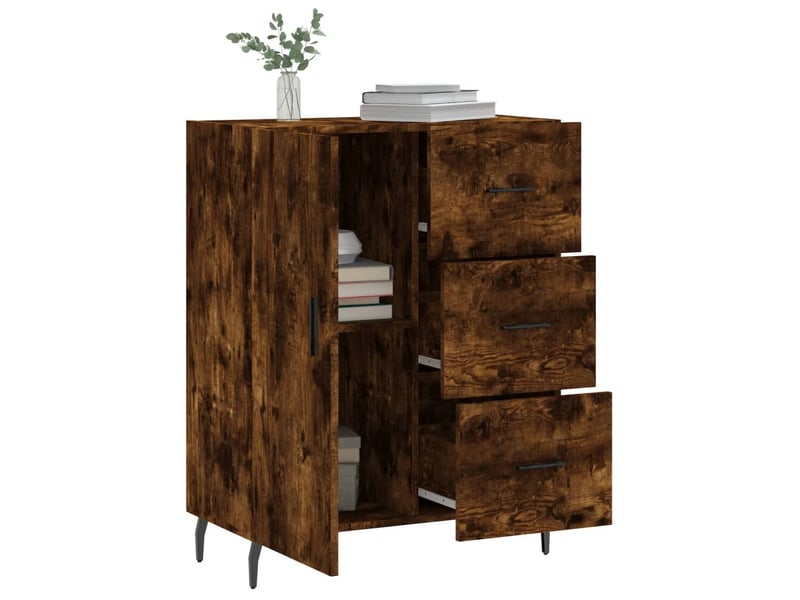  Buffet - bahut - meuble de rangement chêne fumé 69,5x34x90 cm bois d'ingénierie  - Conforama D
