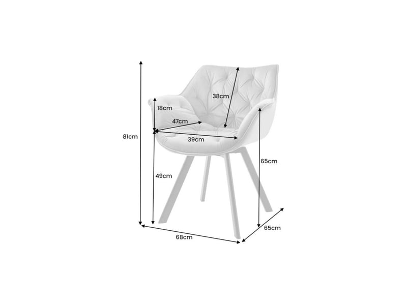  Lot de 2 chaises design comfy pivotantes à 180° en velours gris capitonné et pieds noirs  - Conforama C