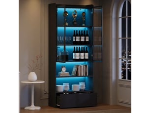 Vitrine coloris noir 5 étagère(s) <strong>KORFEE</strong> <strong></strong> - 47.75 cmx80 cm