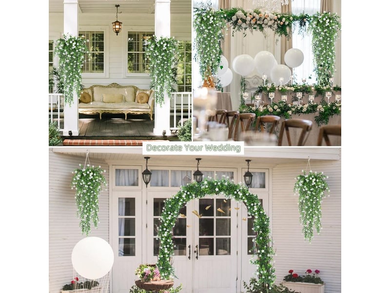  Lot de 3 plantes tombantes artificielles extérieures – fleurs résistantes au soleil pour décoration murale et jardin  - Conforama E