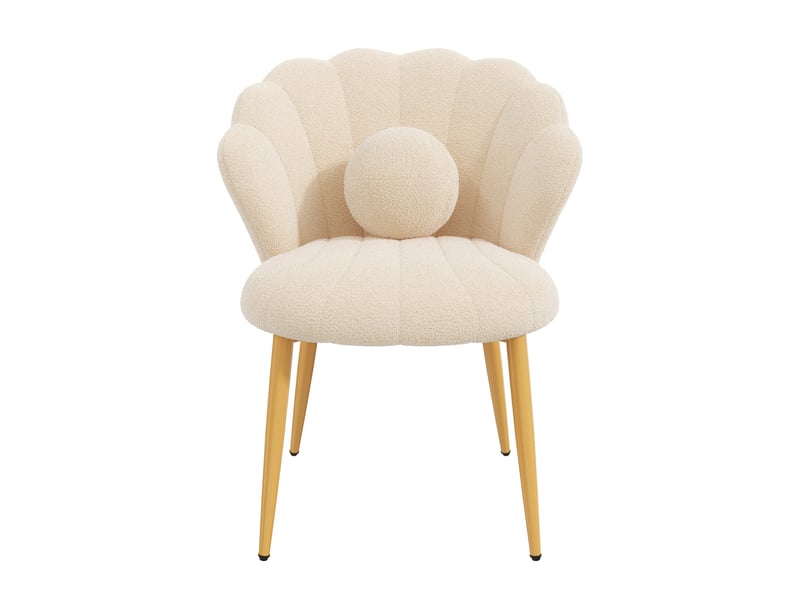  Lot de 2 chaises de salle à manger dossier coquillage 60x62,5x83 cm tissu bouclé beige  - Conforama D