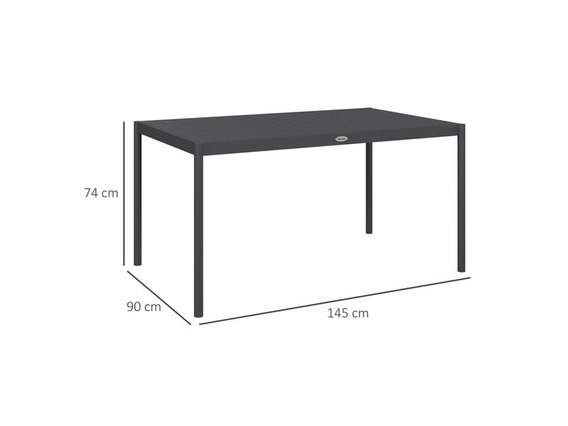 Table de jardin rectangulaire aluminium gris 145x90x74cm - Conforama E