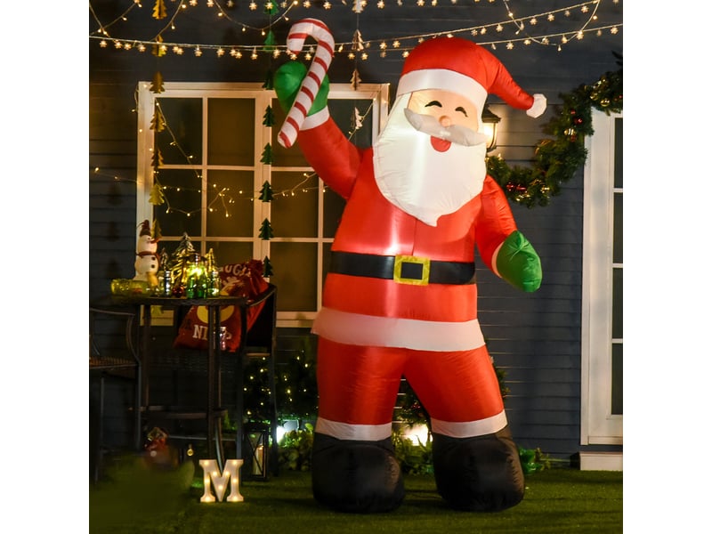 Décoration de noël gonflable, père noël de 2,4 m avec éclairage led et canne de noël, pour une utilisation intérieure et extérieure.  - Conforama C