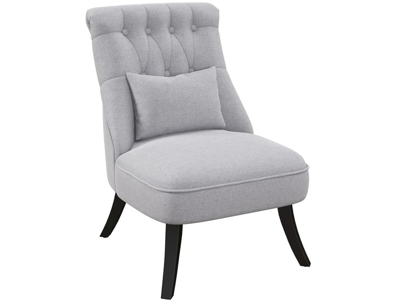Fauteuil 52 x 69 x 77 cm dossier et coussin pieds surélevés revêtement en lin coloris gris confort détente - Conforama A