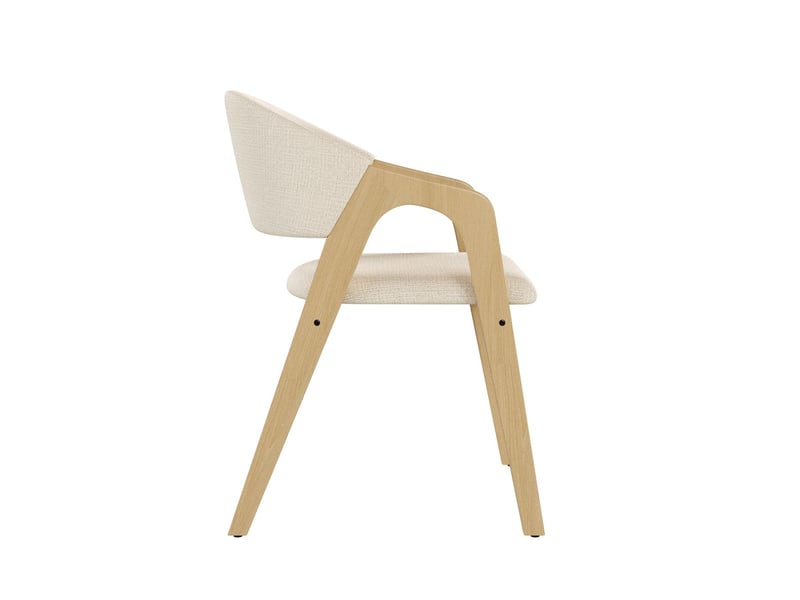 Lot de chaises 4 pièces chaise repas respirantes en bois massif revêtement en lin assise confortable style moderne finition bois naturel coloris beige - Conforama E