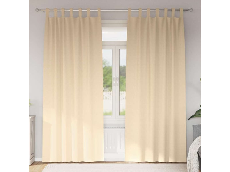  Lot de 2 rideaux occultants, rideaux black-out avec anneaux crème 225 x 140 cm cf44627  - Conforama B