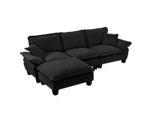 Canapé d'angle gauche fixe MODENUIT   4 places Tissu noir