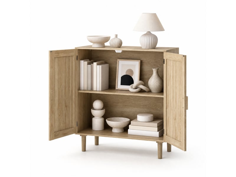  Meuble de rangement à 2 portes magnétiques 80x40x88 cm en mdf coloris naturel  - Conforama A