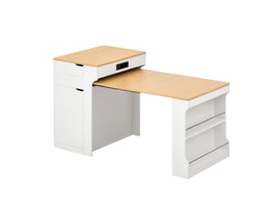 Îlot de cuisine 80x56.2x93 cm - extensible - grand rangement - sur roulettes - étagères réglables - avec tiroirs - mdf - gain de place - beige