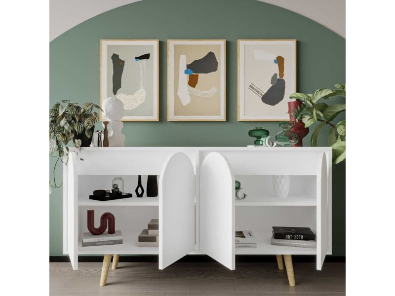  Buffet 4 portes en aggloméré venezia blanc  - Conforama E
