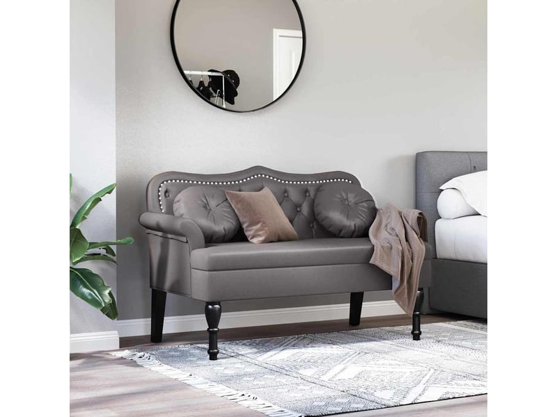  Banc chesterfield, canapé 2 places gris 120,5x65x75 cm simili cuir  - Conforama C