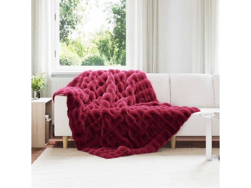  Couverture décorative, couverture antidérapante en fausse de lapin 4 pc bordeaux shl16987  - Conforama B