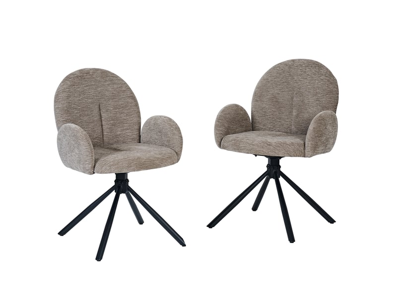  Lot de 2 chaises de salle à manger 53,5x52x86,5 cm pivotantes taupe et noir  - Conforama A
