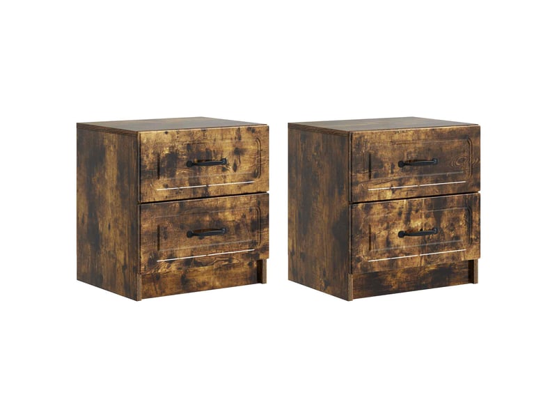  Table de chevet - cabinet de chevet - table de nuit 2 pièces chêne fumé 43 x 34,5 x 44,5 cm  - Conforama A