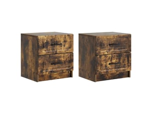 Table de chevet - cabinet de chevet - table de nuit 2 pièces chêne fumé 43 x 34,5 x 44,5 cm