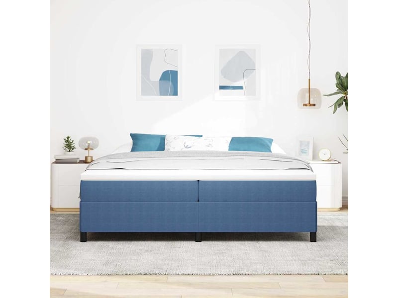 Lit double- lit adulte - lit à lattes bleu 200 x 200 cm tissu en velours côtelé - Conforama B
