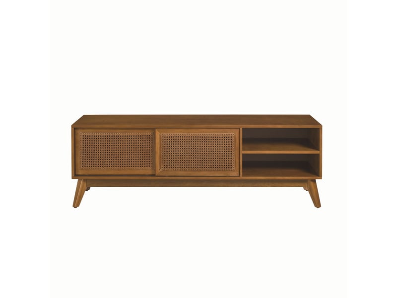  Meuble tv 160.35x48.0x19.7 cm avec portes en rotin, bois et mdf noyer  - Conforama A