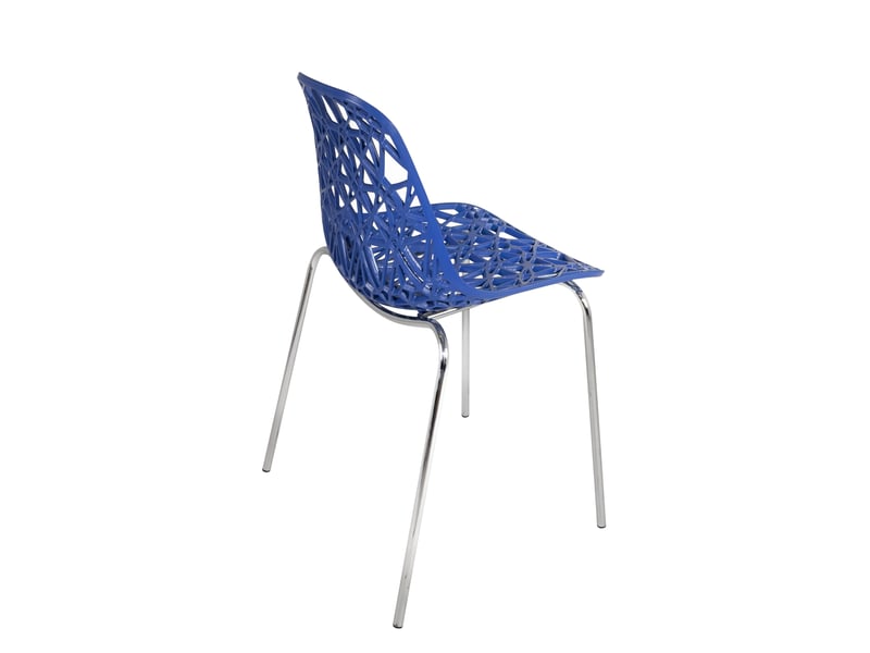  Lot de 4 chaises de cuisine iko avec assise nid d’abeille bleue et pieds chromés  - Conforama C