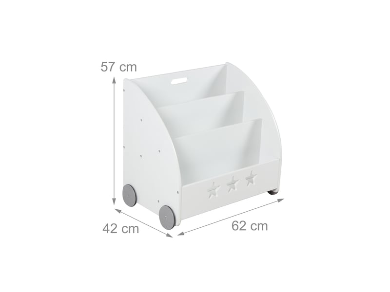  Étagère à livres mobile pour enfants 57 x 62 x 42 cm avec roulettes stable et bords arrondis en mdf blanc 13_0017700  - Conforama A