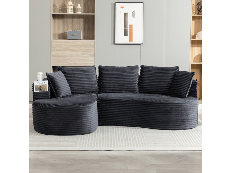  Canapé d'angle gauche fixe 3 places tissu gris canapé compressible - Conforama D