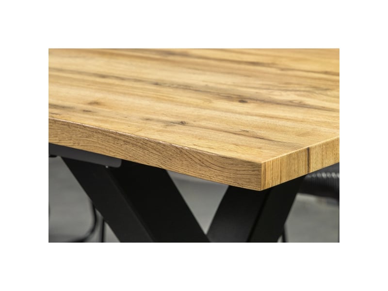  Table de salle à manger rivet – extensible 160 à 200 cm – mdf et métal noir – style industriel  - Conforama E