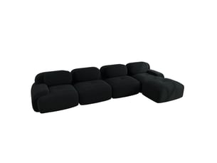 Canapé droit compressé fixe <strong>HAVRYA</strong> <strong></strong> 4 places Velours côtelé noir