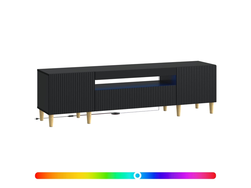  Meuble tv - banc tv - meuble de rangement led noir bois d'ingénierie  - Conforama C
