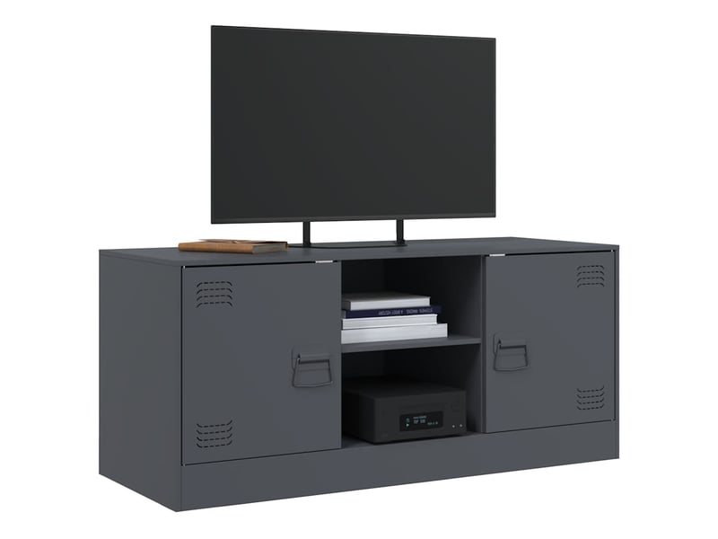  Meuble tv - banc tv - meuble de rangement anthracite 99x39x44 cm acier  - Conforama D