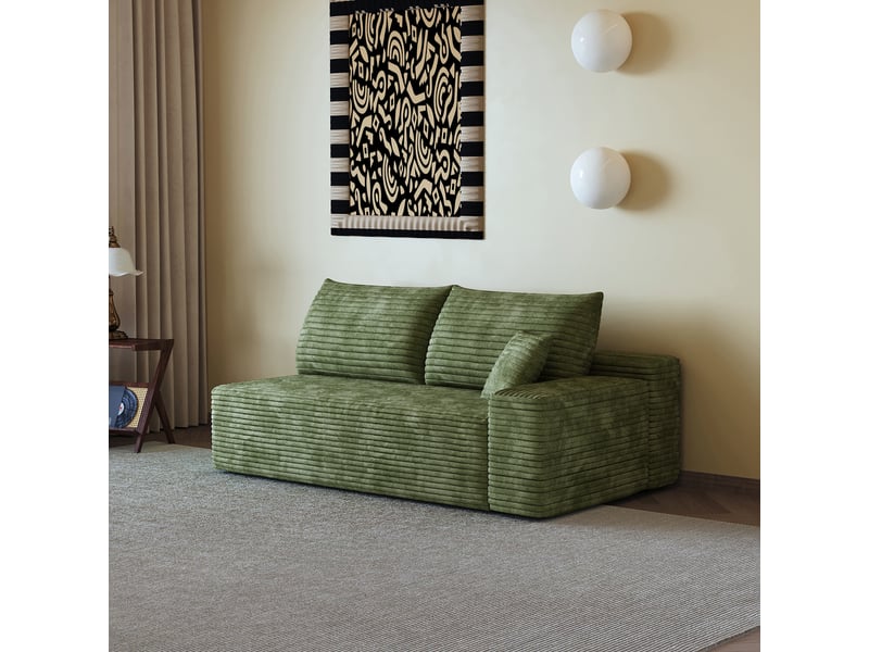  Canapé droit vert 2 places compact 175cm tissu confortable pour petit salon  - Conforama E