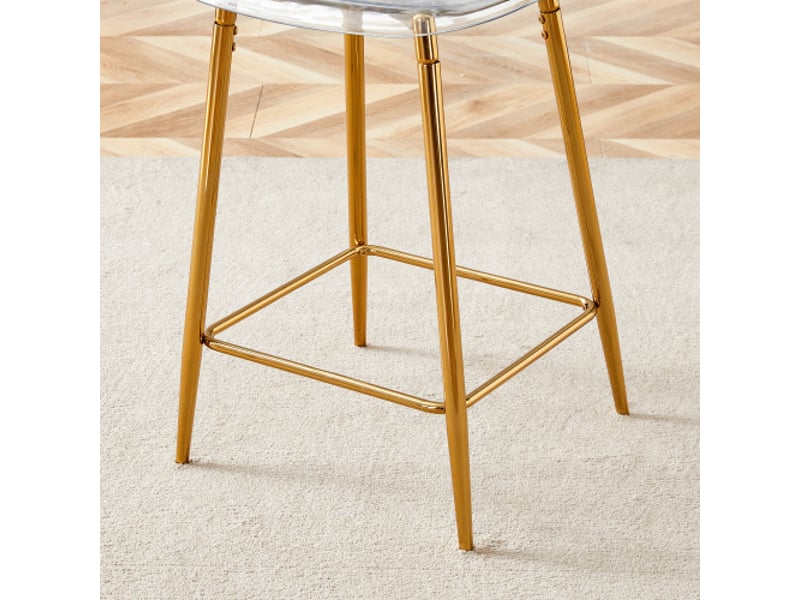  Lot de 2 tabourets de bar transparents - cadre métallique argenté et noir - design moderne pour cuisinebar  - Conforama E
