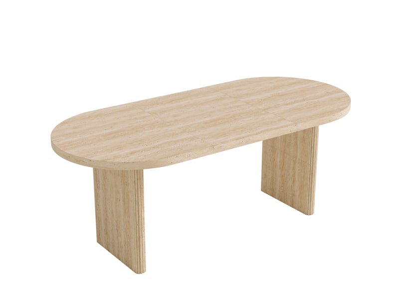 Table de cuisine ovale avec allonge beige - 90x140-200max.cm mdf - Conforama A