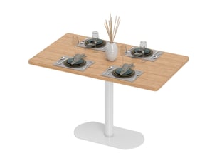 Table à manger rectangulaire pour 6 personnes, 120 x 70 x 75 cm, table de cuisine piétement et plateau épais chêne blanc