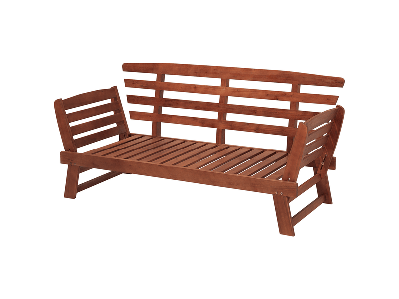 Banc avec coussin d'assise portici 210 cm bois d'eucalyptus marron foncétaupe - Conforama D
