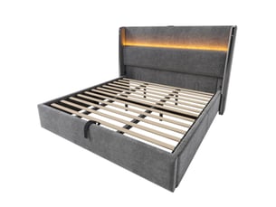 Lit avec rangement 180x200 cm coloris gris