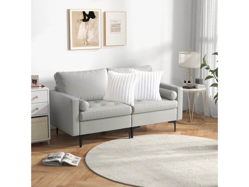  Lot de 2 housses de coussin 45 x 45 cm peluche blanc chicfurn  - Conforama E