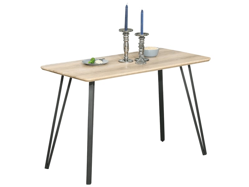 Table à manger rectangulaire pieds métal noir en épingles 120 x 60 x 75 cm  - Conforama B