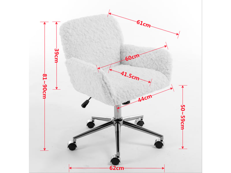  Chaise de bureau violette en fausse fourrure avec accoudoirs, pivotante et réglable en hauteur  - Conforama C