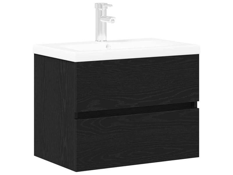  Meuble de lavabo de salle de bain, armoire de bain chêne noir 60 x 39 x 62 cm cf65529  - Conforama A
